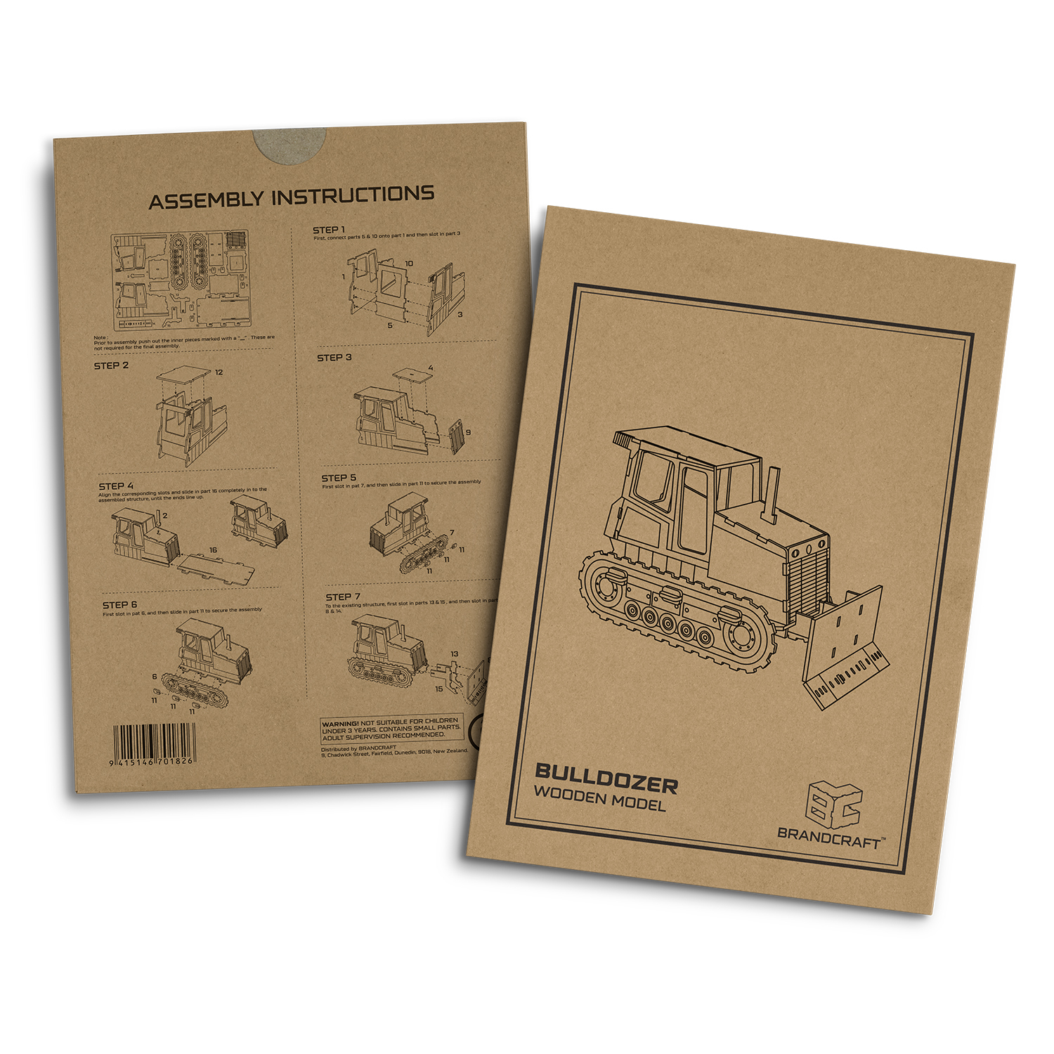 BRANDCRAFT Bulldozer Wooden Model – Image 5