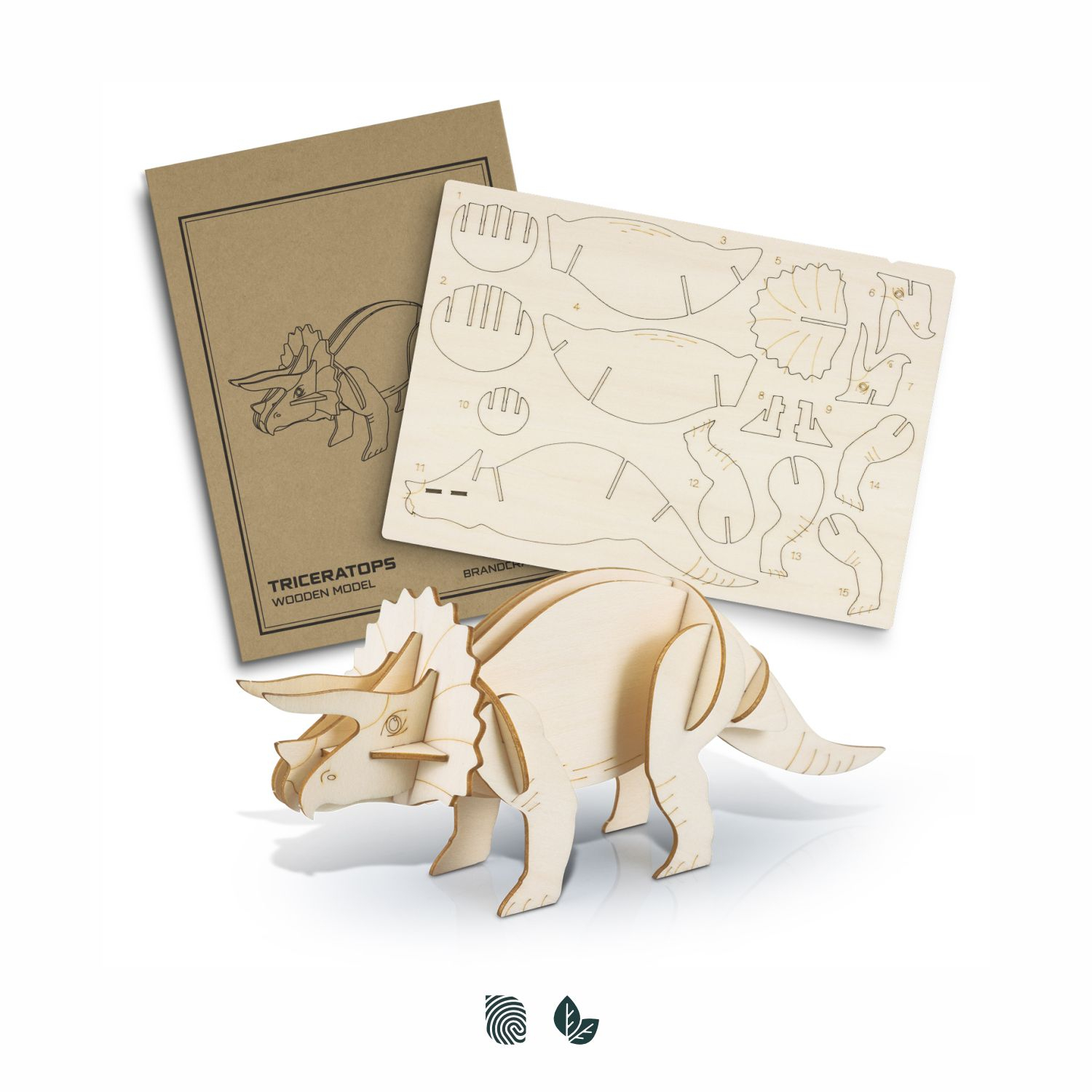 BRANDCRAFT Triceratops Wooden Model – Image 1