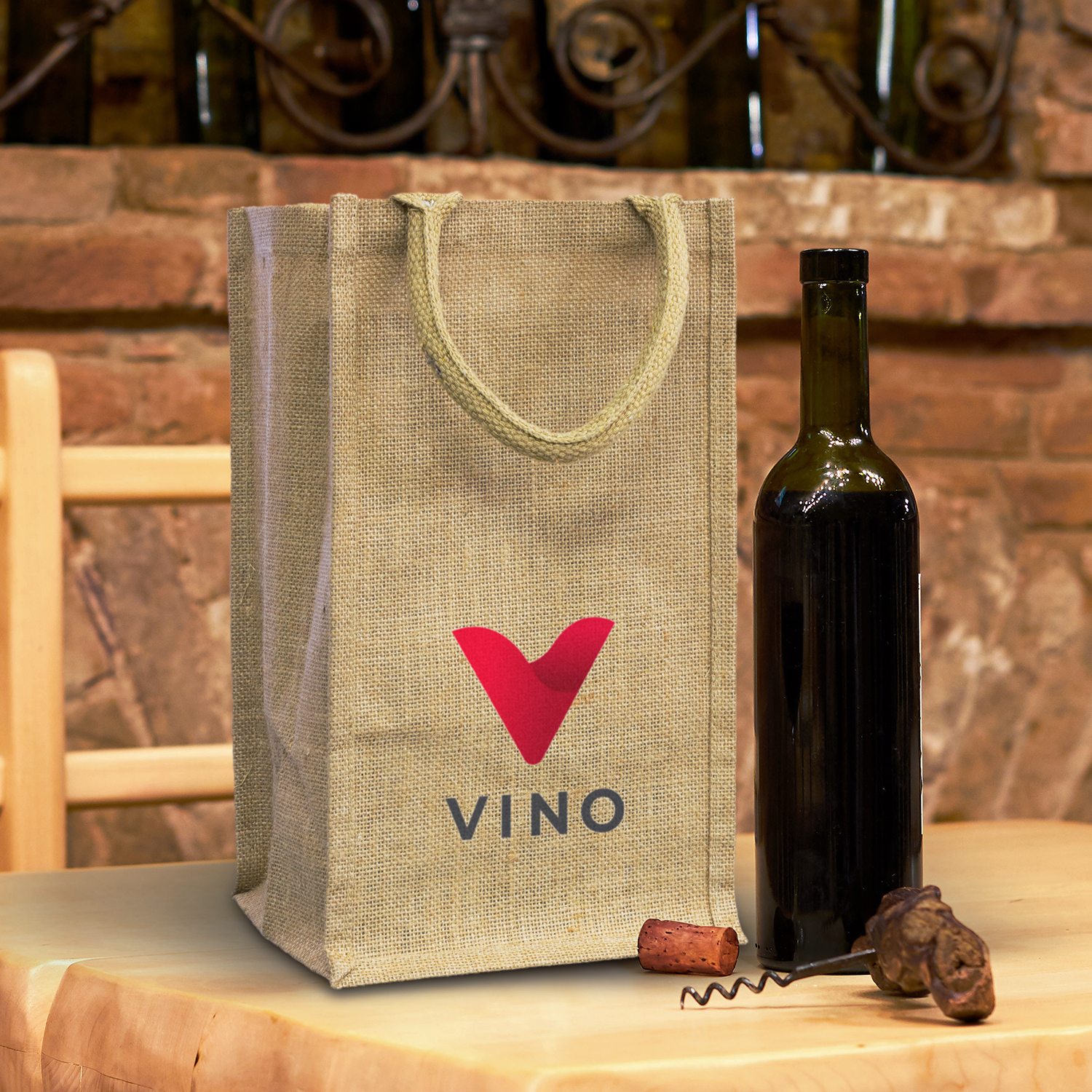 Jute Four Bottle Wine Carrier – Image 4