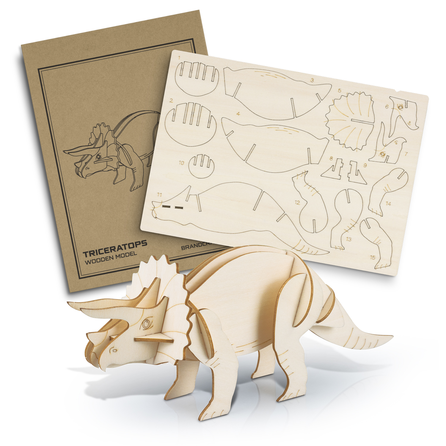 BRANDCRAFT Triceratops Wooden Model – Image 2