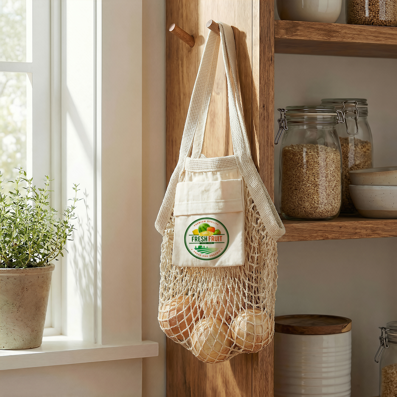 Cotton Mesh Foldaway Tote Bag - Small – Image 7
