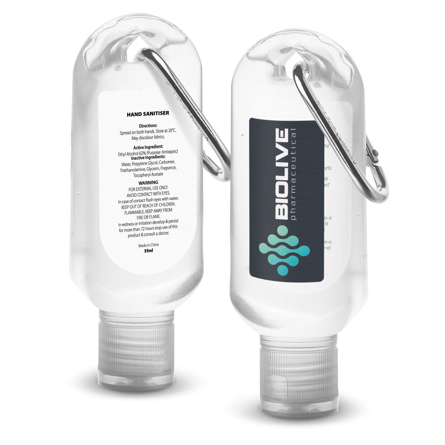 Carabiner Hand Sanitiser 55ml – Image 1