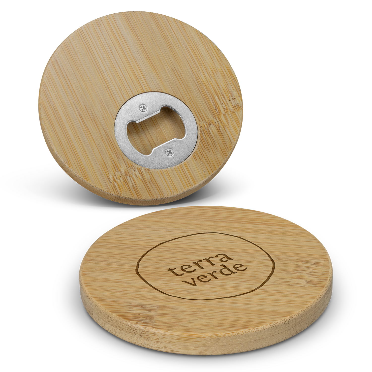 Bamboo Bottle Opener Coaster - Round – Image 1