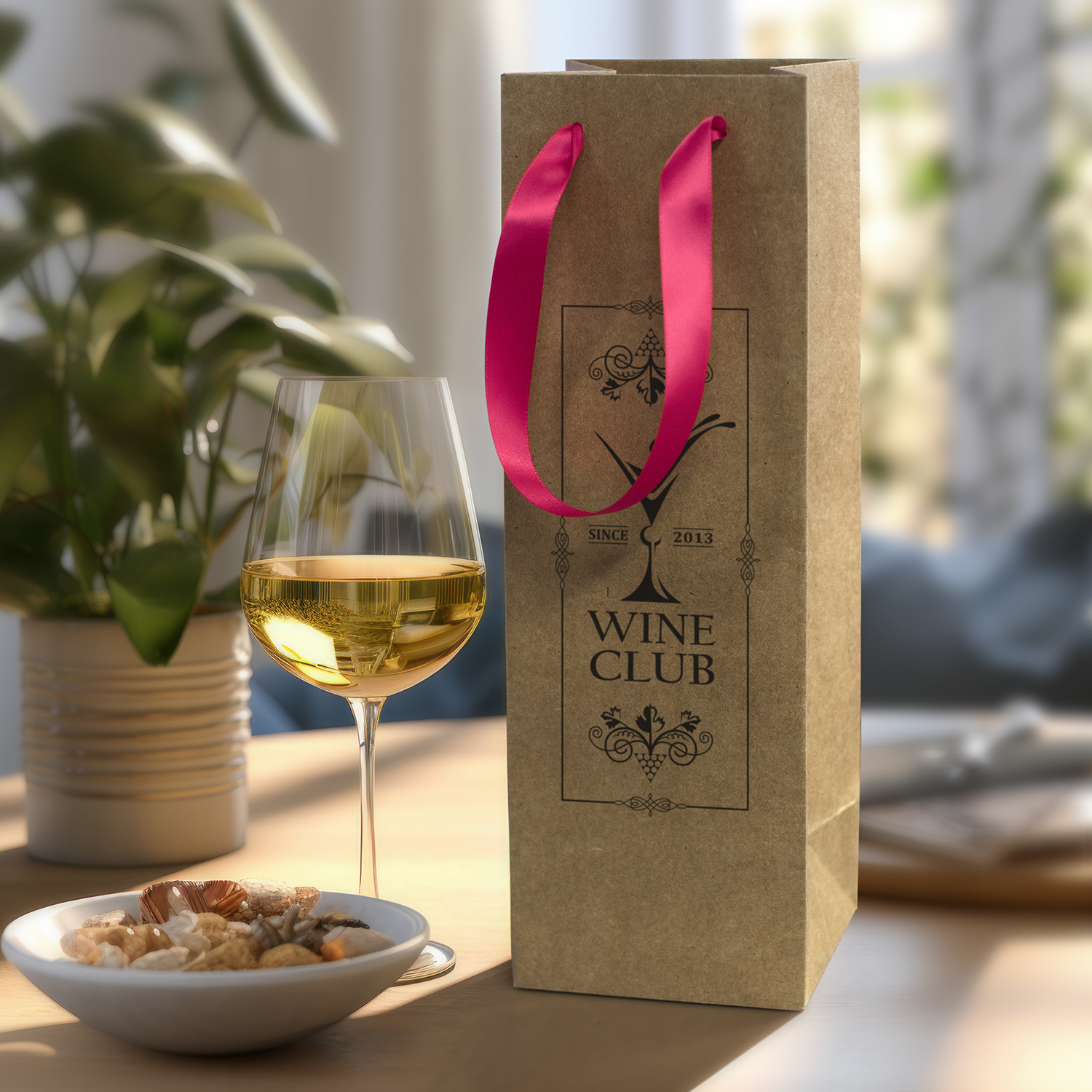 Champagne Ribbon Handle Paper Bag – Image 14