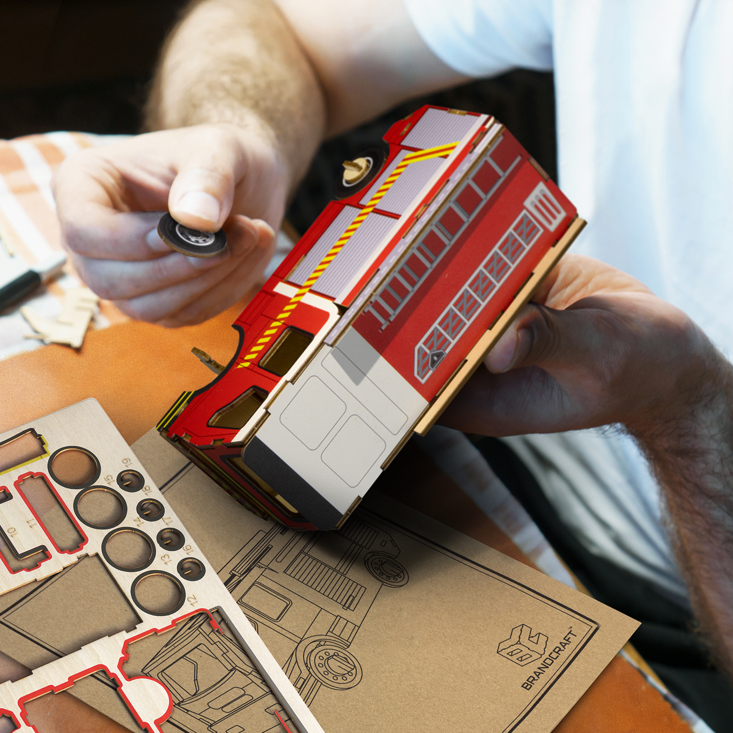 BRANDCRAFT Fire Truck Wooden Model – Image 8
