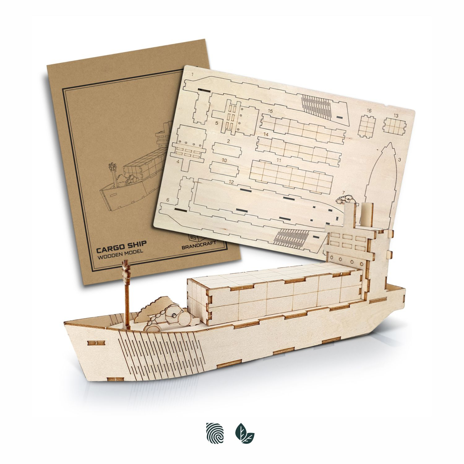 BRANDCRAFT Cargo Ship Wooden Model – Image 1