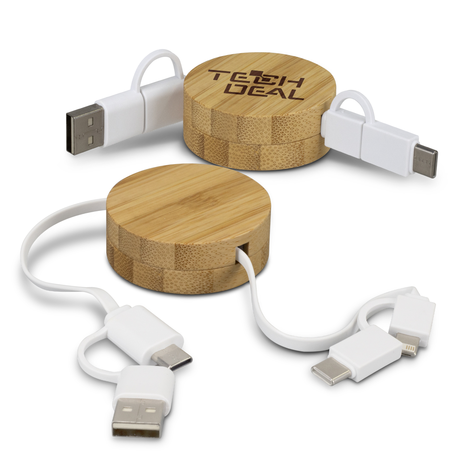 Bamboo Retractable Charging Cable – Image 1