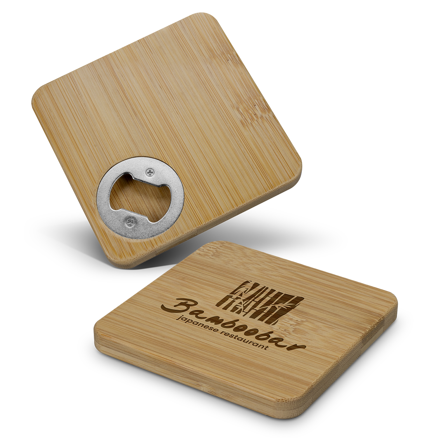 Bamboo Bottle Opener Coaster - Square – Image 1
