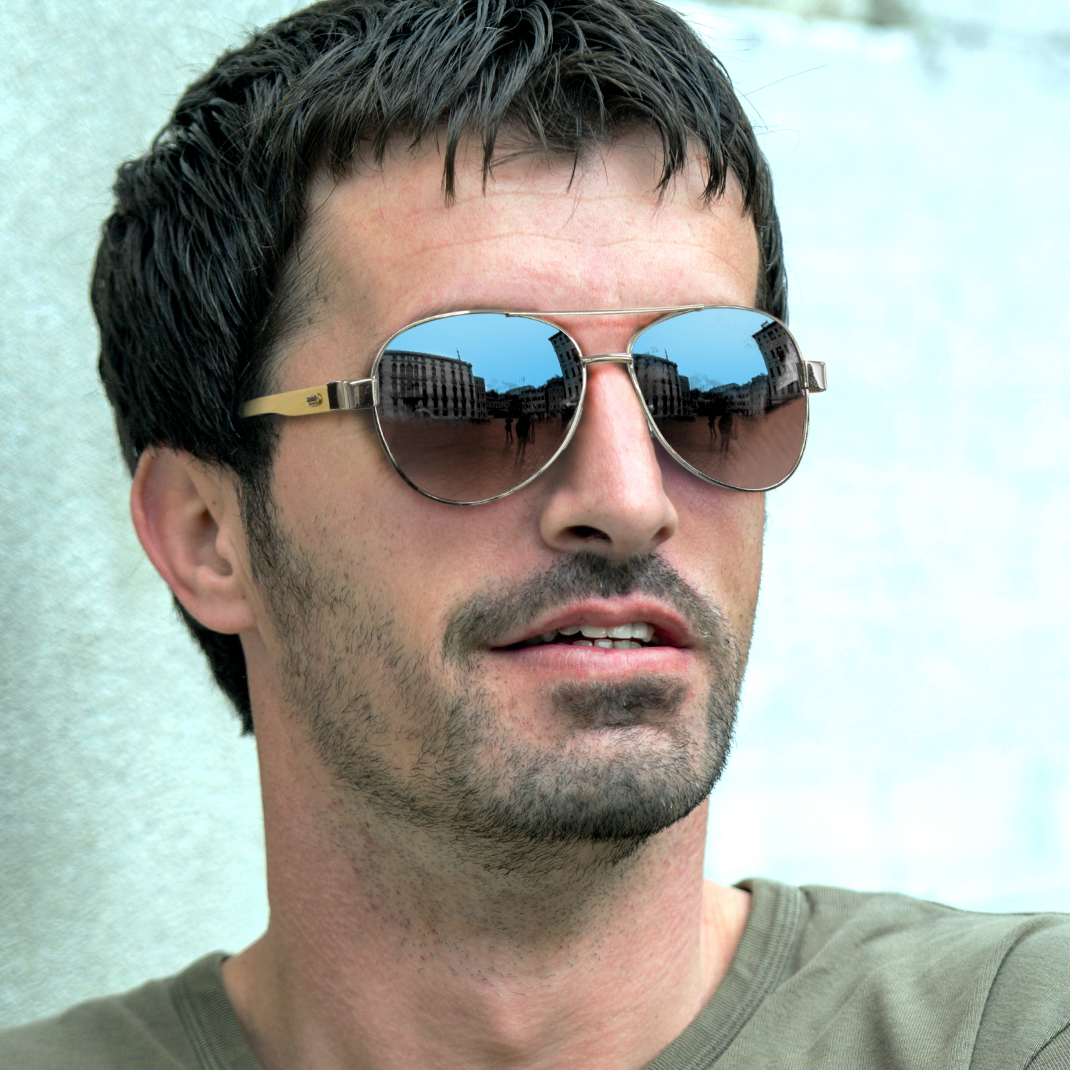 Aviator Mirror Lens Sunglasses - Bamboo – Image 5