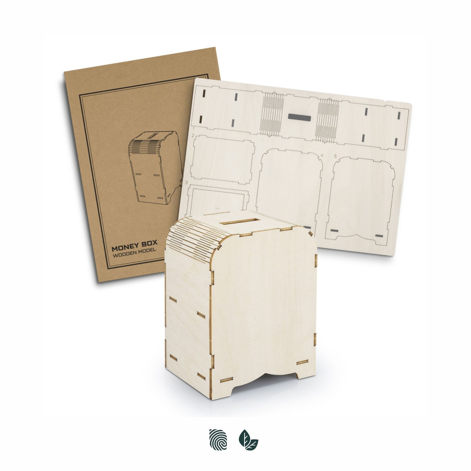 BRANDCRAFT Money Box Wooden Model – Image 1