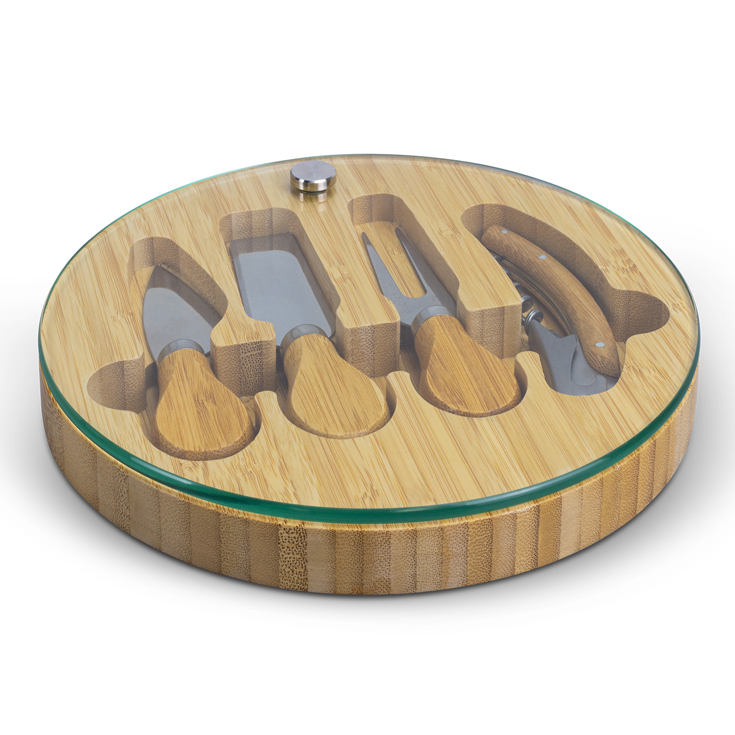 NATURA Glass & Bamboo Cheese Board – Image 3