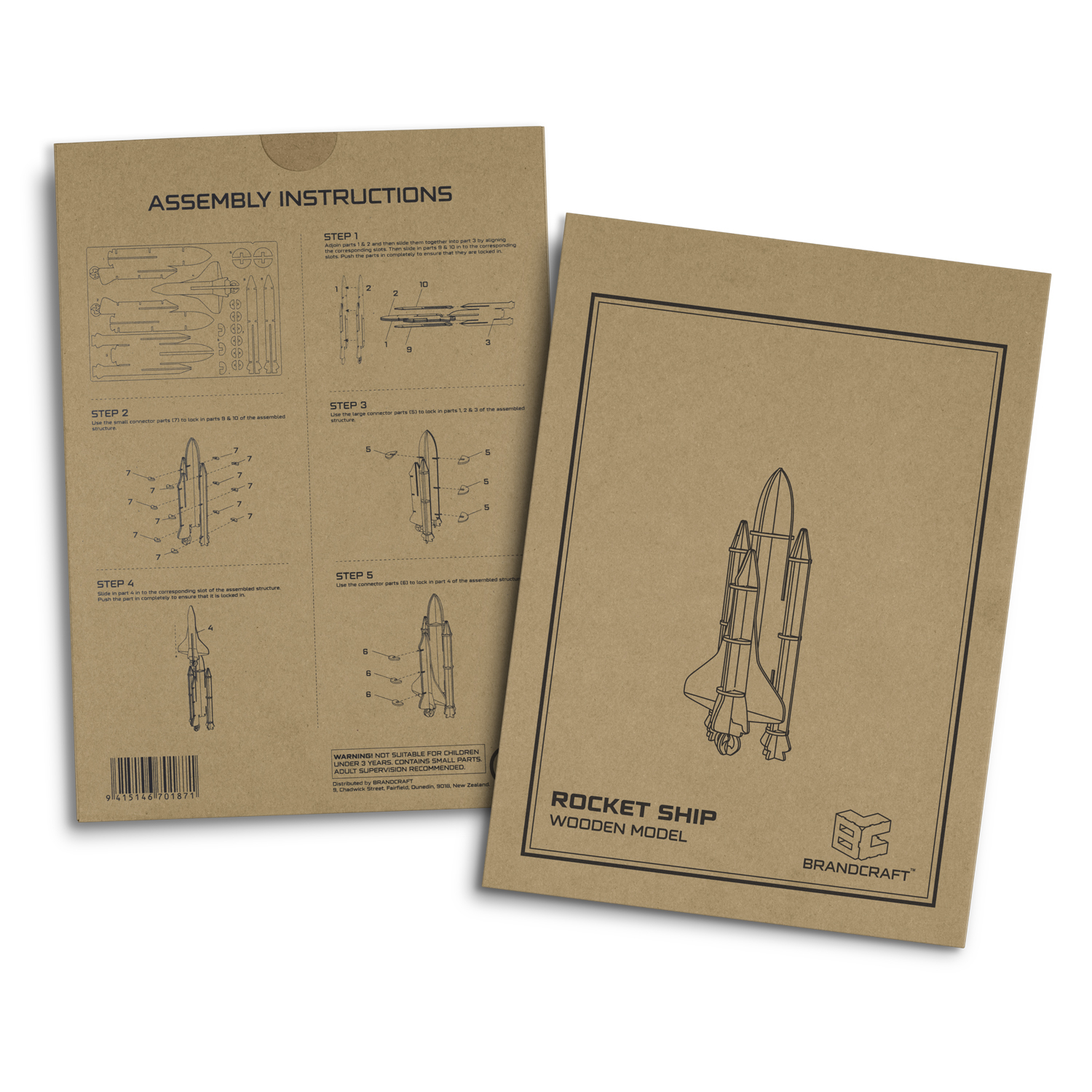 BRANDCRAFT Rocket Ship Wooden Model – Image 5