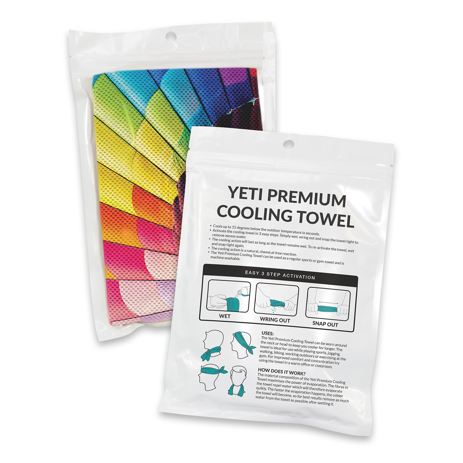 Yeti Premium Cooling Towel - Full Colour - Pouch – Image 3