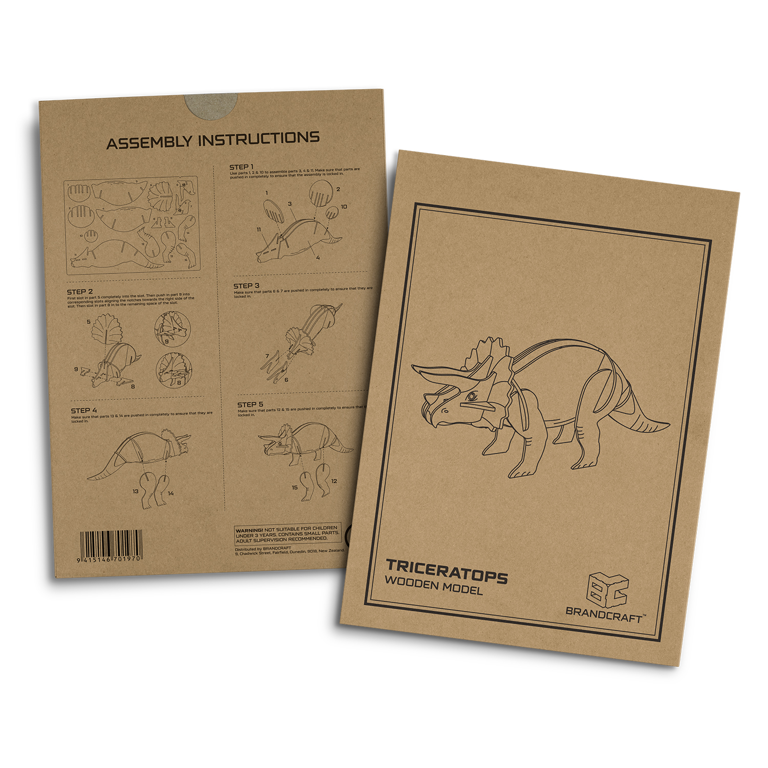 BRANDCRAFT Triceratops Wooden Model – Image 5