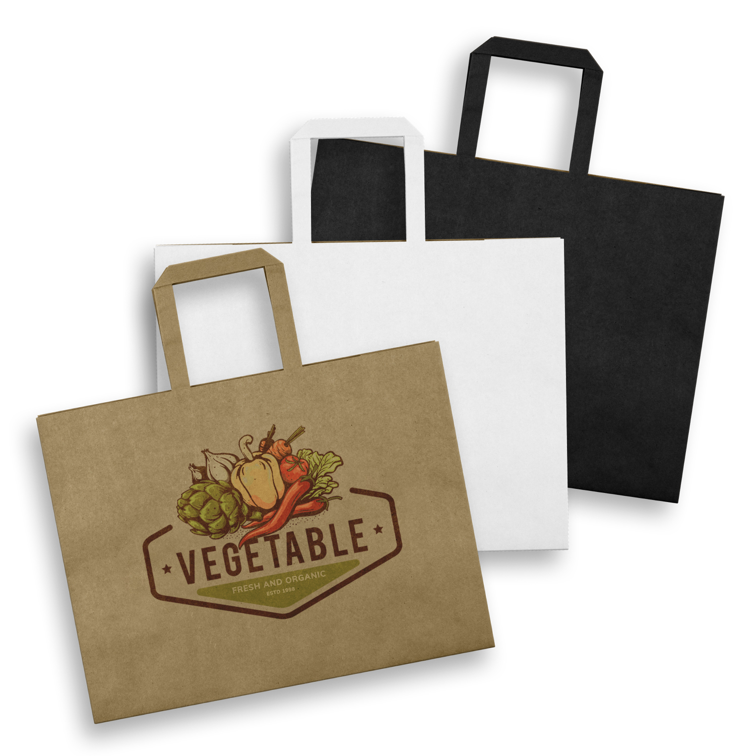 Large Flat Handle Paper Bag Landscape – Image 1