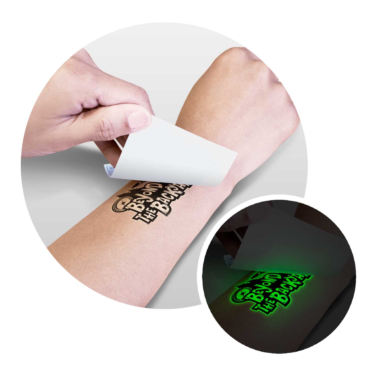 Temporary Tattoo Glow in the Dark - 51mm x 76mm – Image 2