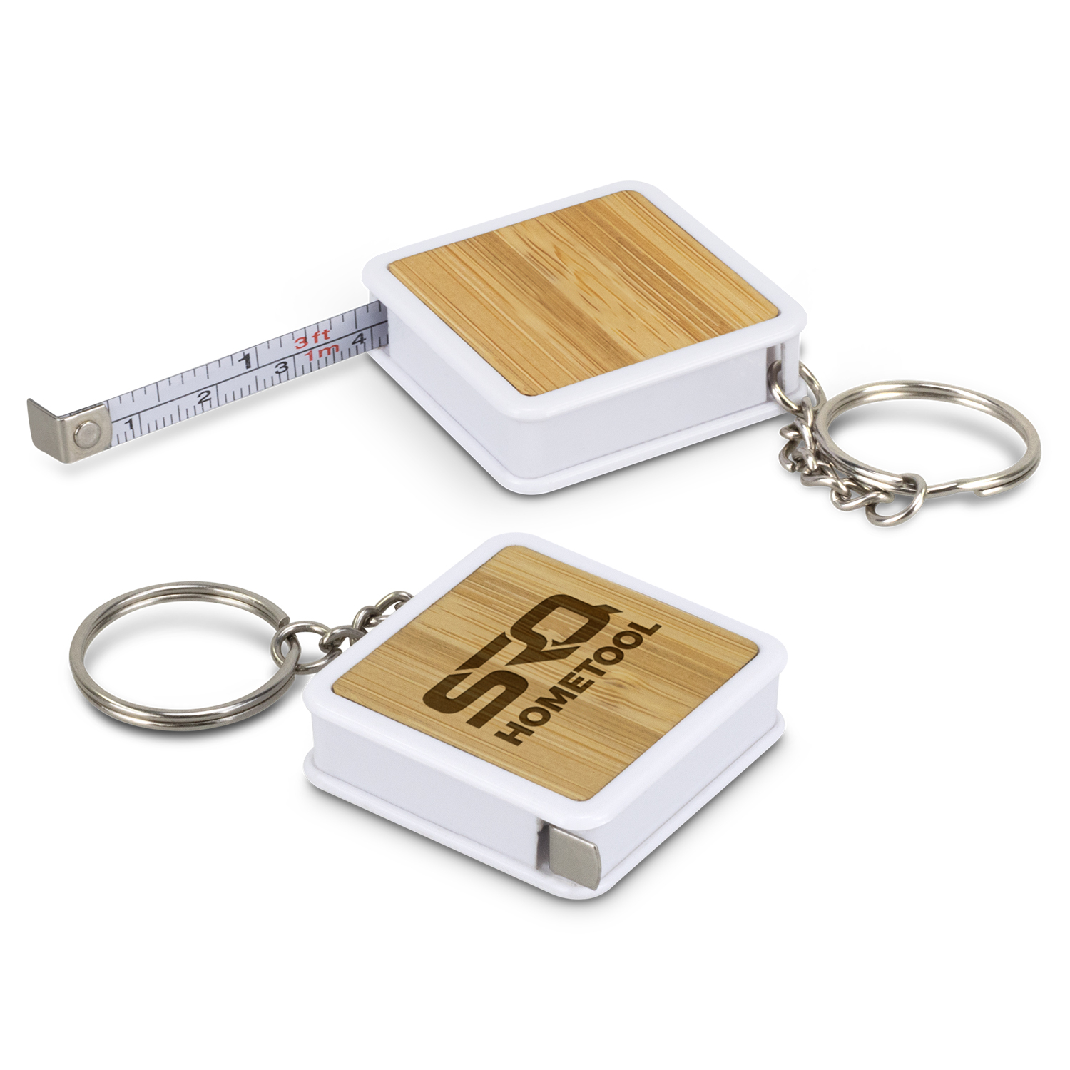 Bamboo Tape Measure Key Ring – Image 1