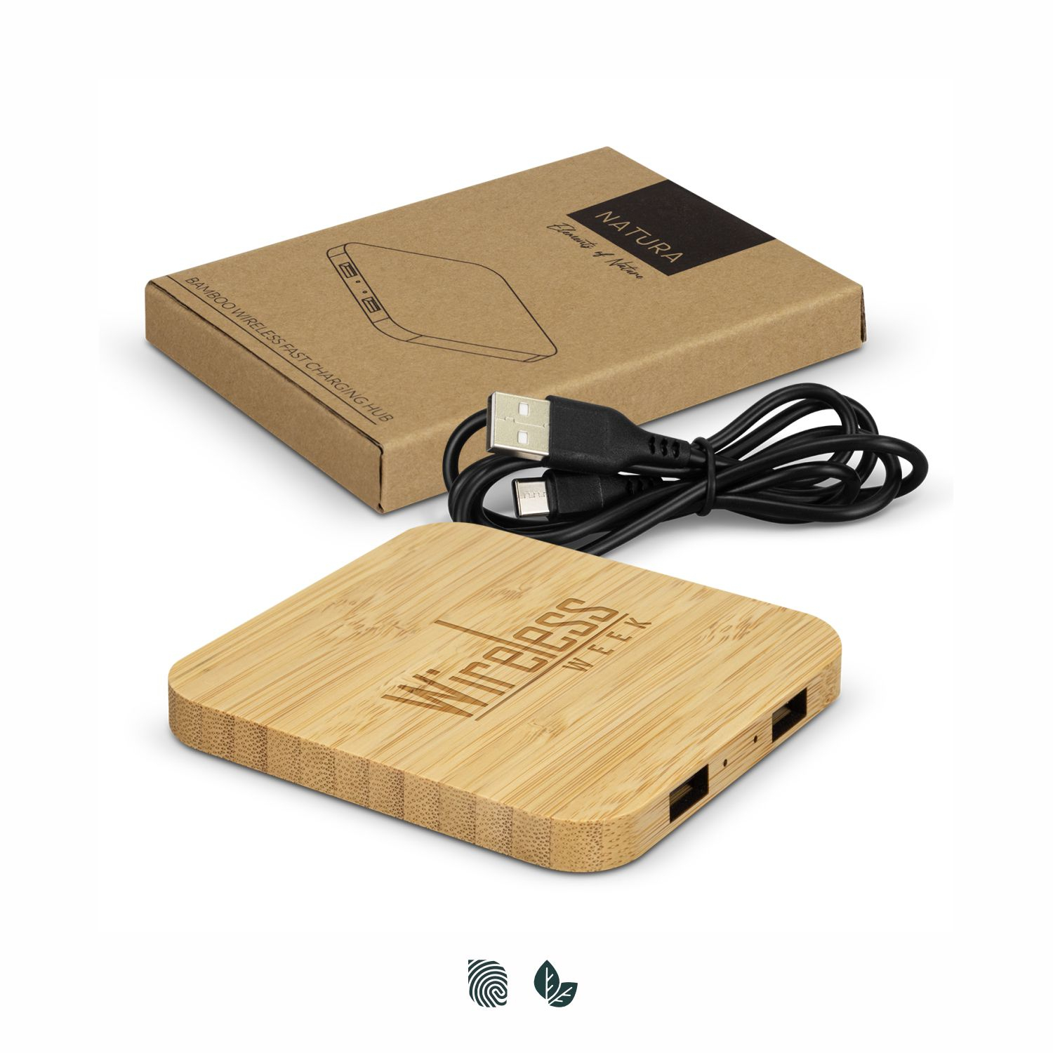 NATURA Bamboo Wireless Fast Charging Hub – Image 1