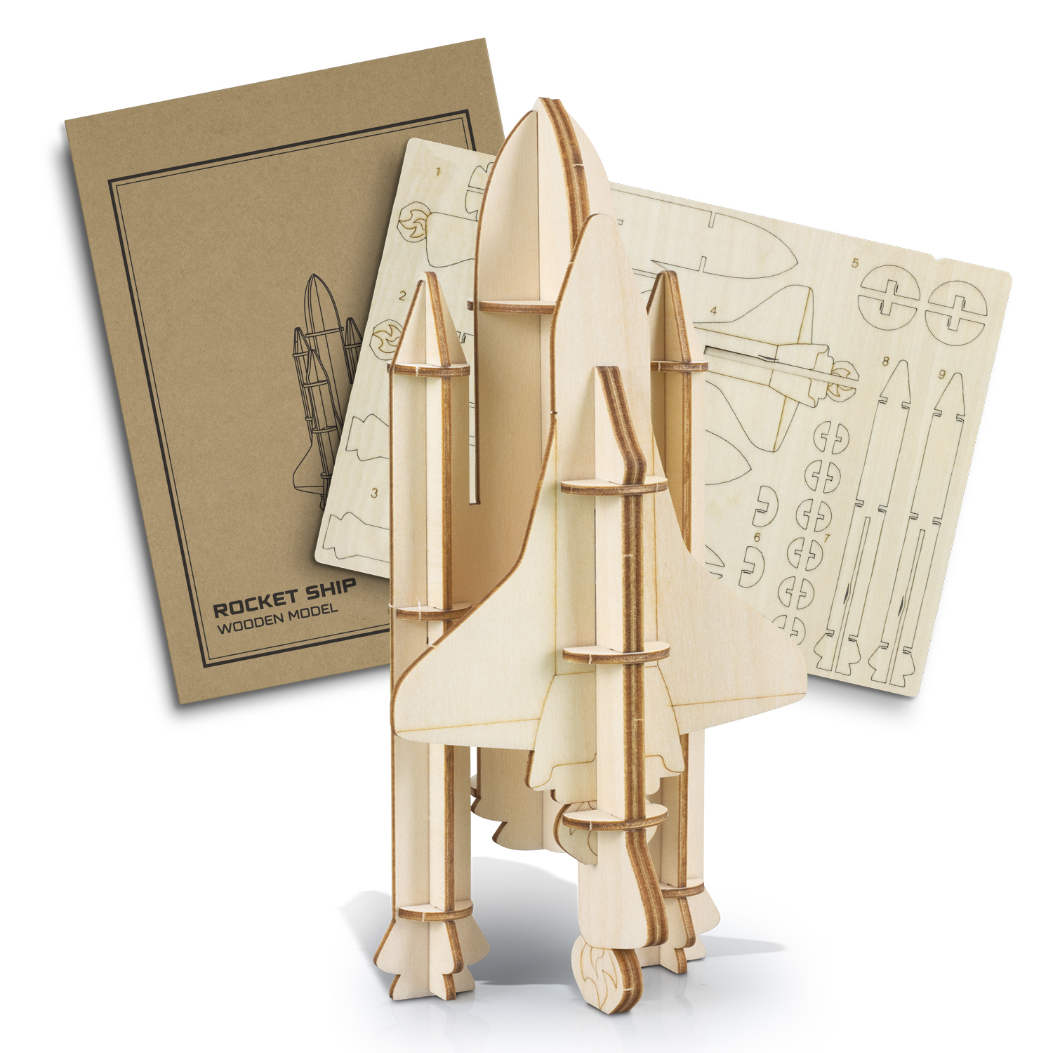 BRANDCRAFT Rocket Ship Wooden Model – Image 2