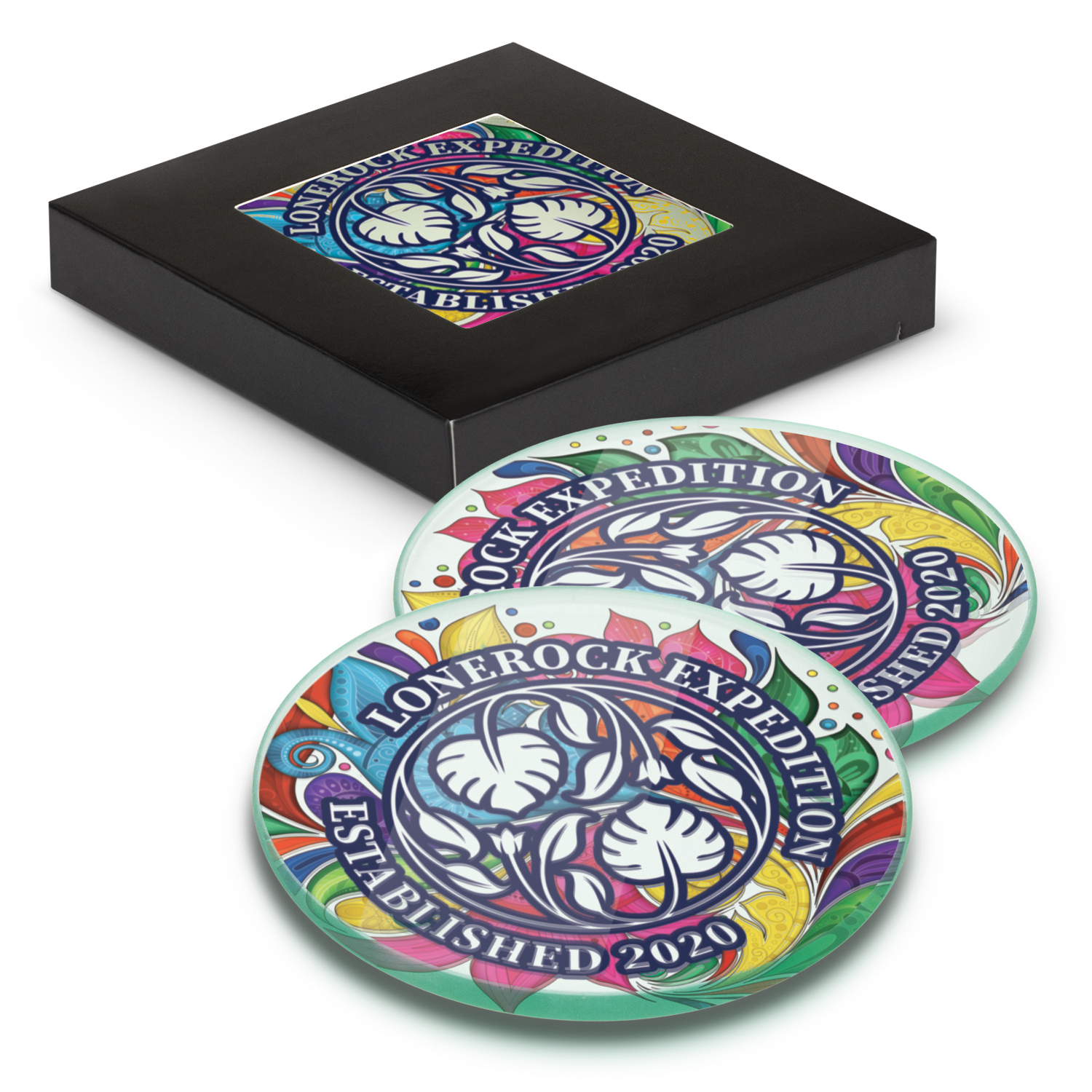 Venice Glass Coaster - Set of 2 - Round - Full Colour – Image 1
