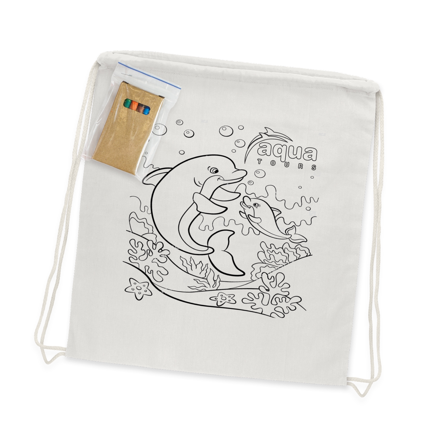 Cotton Colouring Drawstring Backpack – Image 1