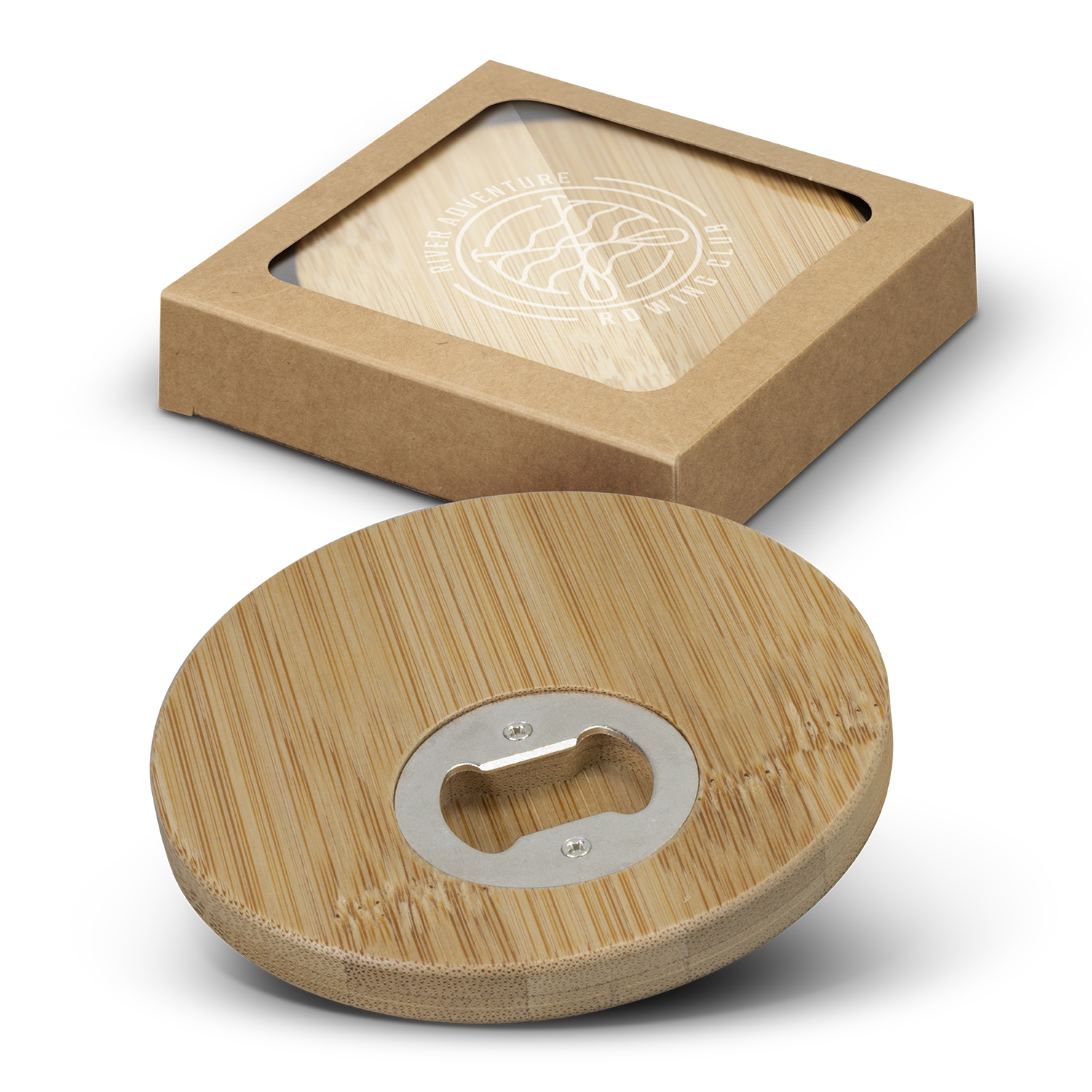 Bamboo Bottle Opener Coaster - Set of 2 - Round – Image 1