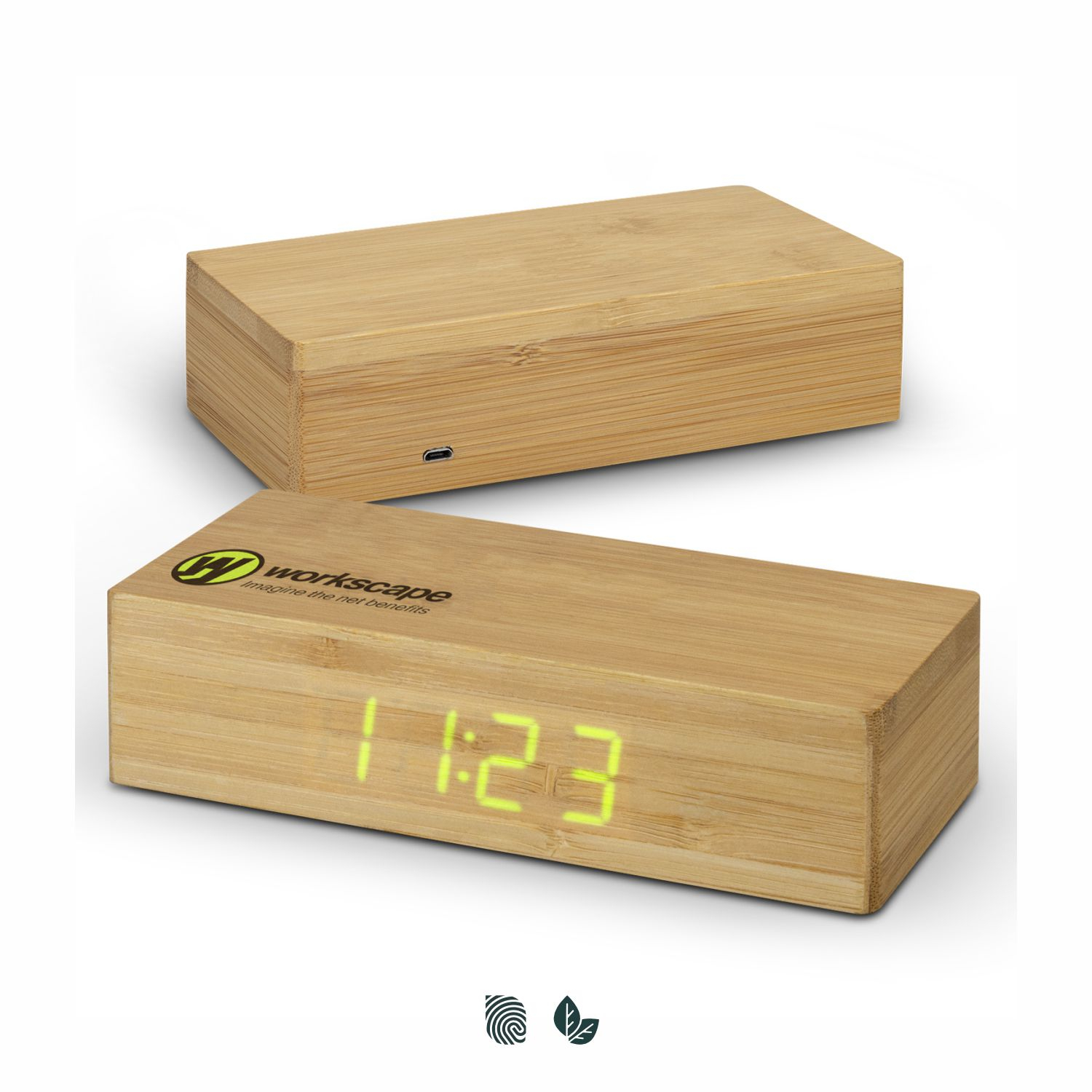 Bamboo Wireless Charging Clock – Image 1