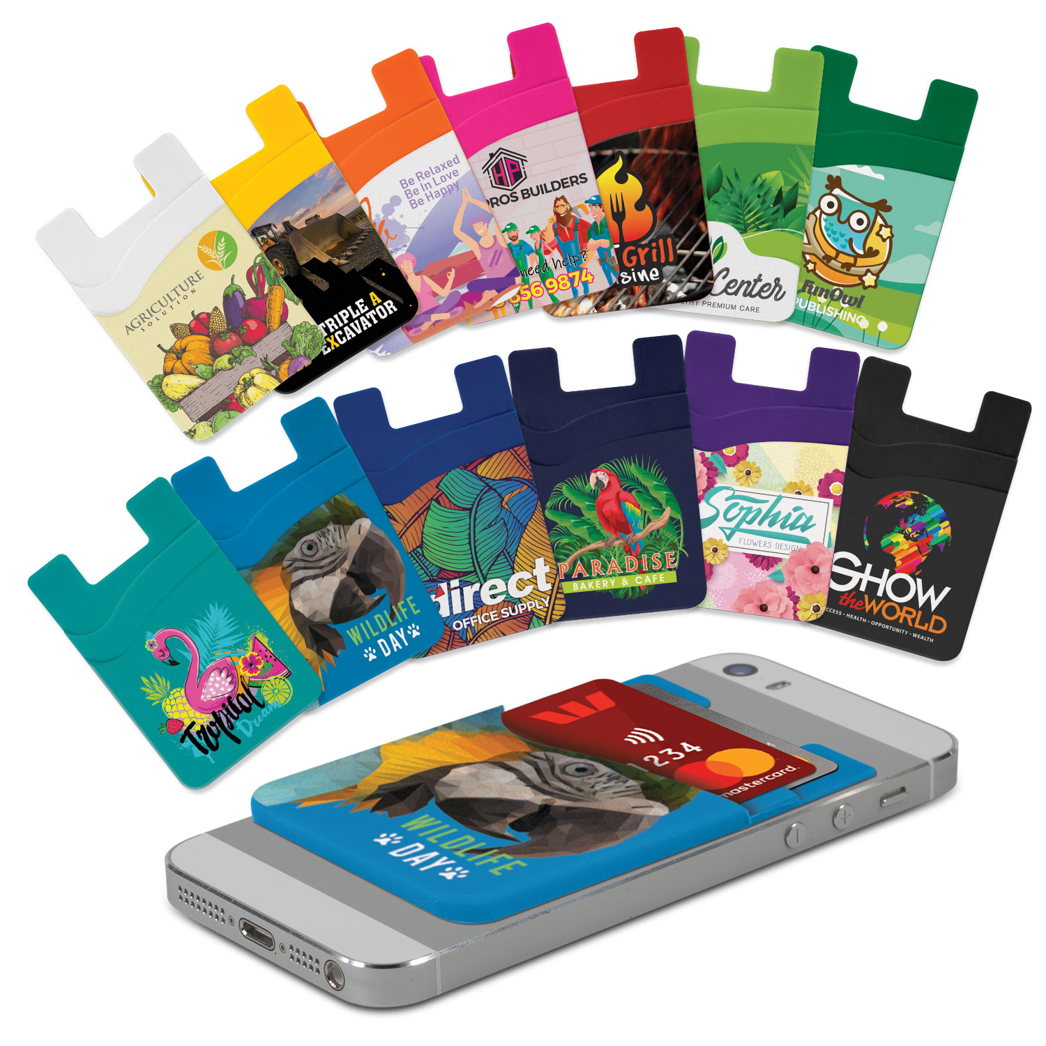 Dual Silicone Phone Wallet - Full Colour – Image 1