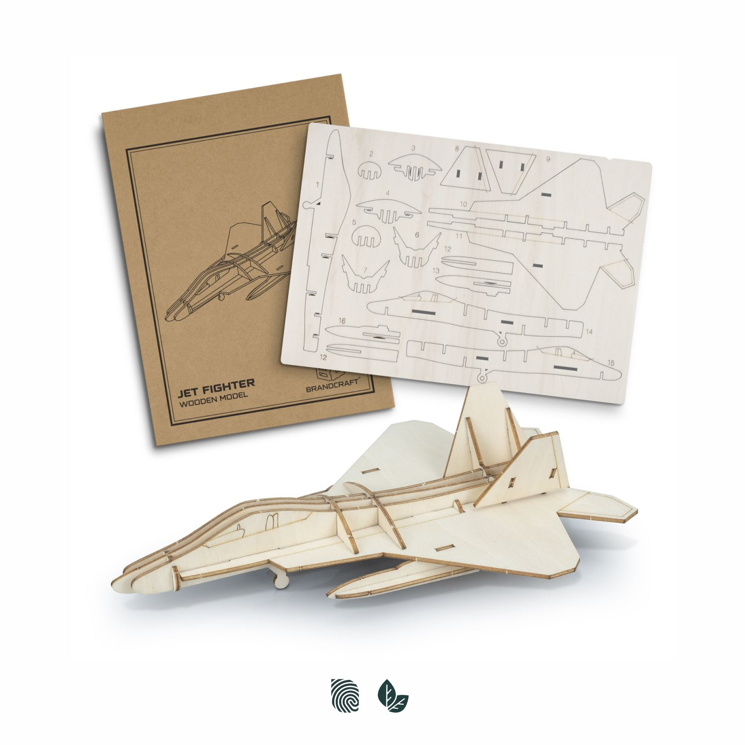 BRANDCRAFT Jet Fighter Wooden Model – Image 1