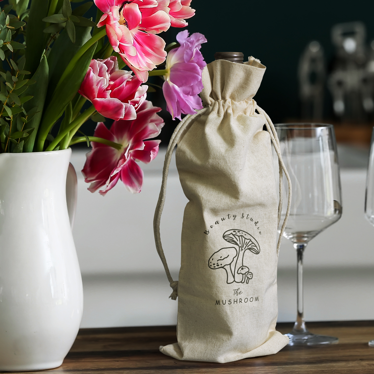 Cotton Wine Drawstring Bag – Image 5