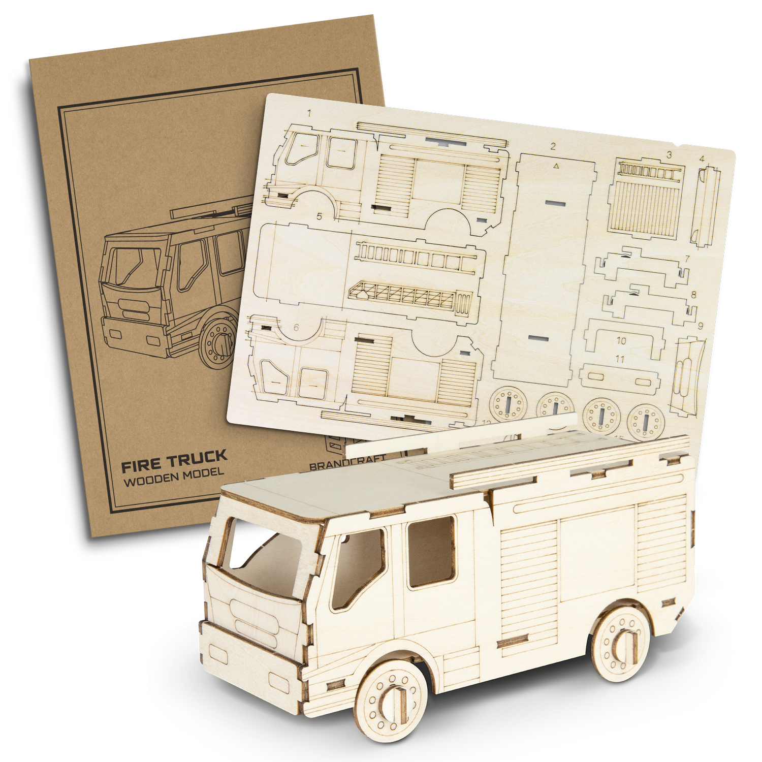 BRANDCRAFT Fire Truck Wooden Model – Image 2