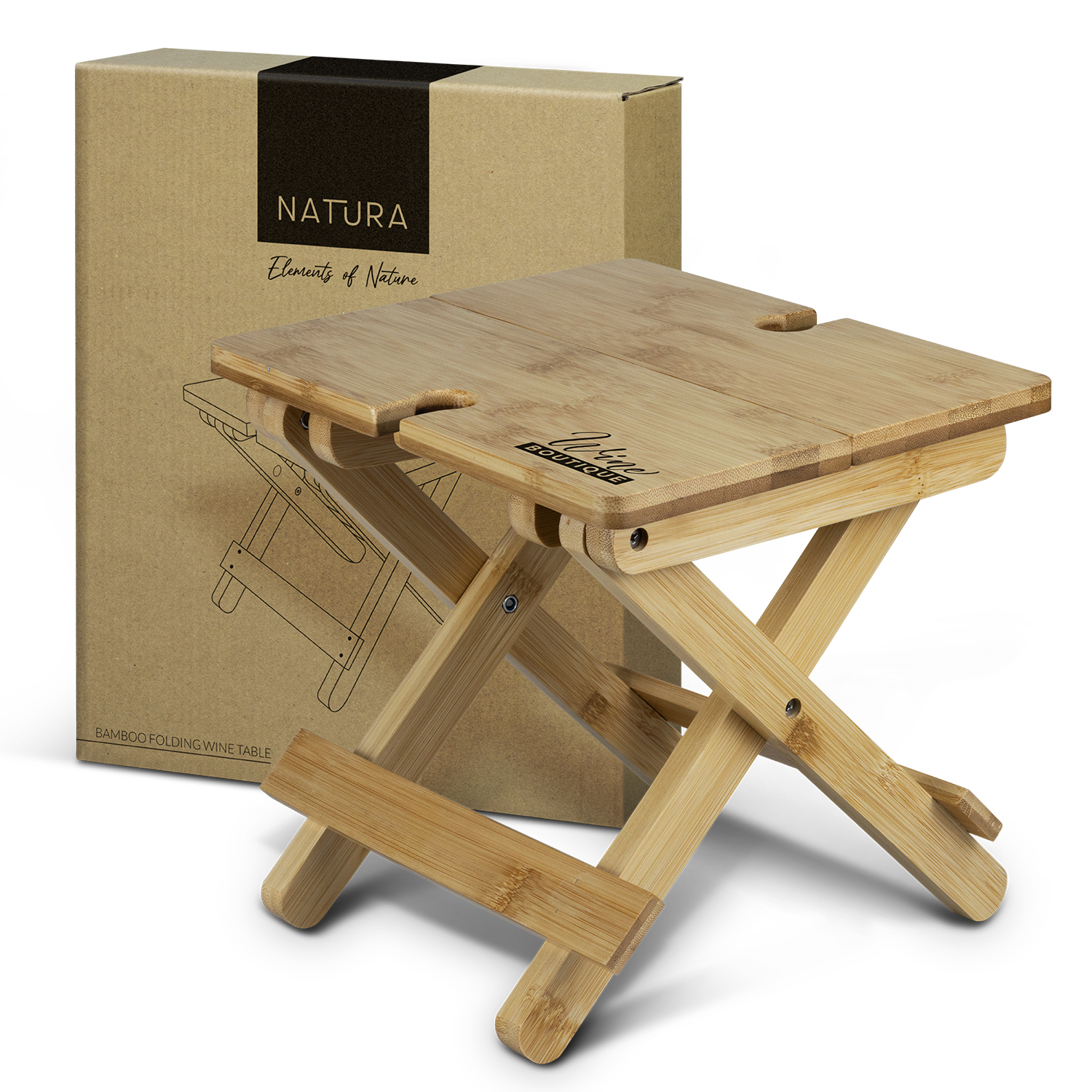 NATURA Bamboo Folding Wine Table – Image 1