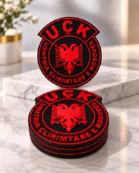 Besa Coaster Co. — Set of 4 – Black base / Red lettering and eagle
