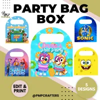 Birthday Favor Bag Box Template Set – Image 1
