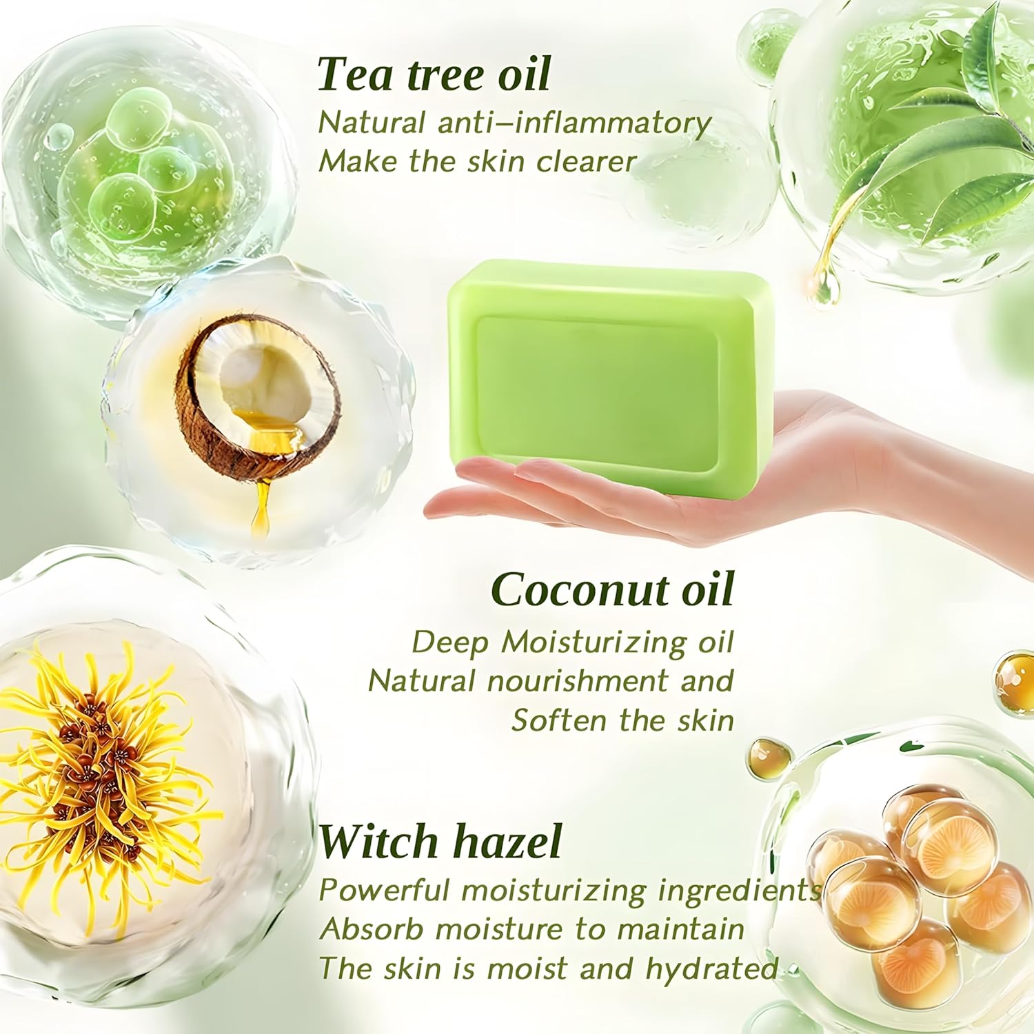 3 pieces Tea Tree Anti-fungal Soap Bar – Purifying Face & Body Soap – Image 4