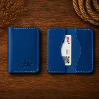 Business Card Case – Dark Sky Blue, British Tan