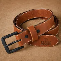 Water Buffalo Belt – Golden Brown, Antique Brass, 1 1/4-Inch Belt