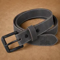Water Buffalo Belt – Gray, Antique Brass, 1 1/4-Inch Belt