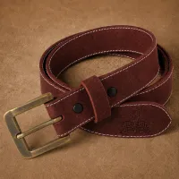Water Buffalo Belt – Oxblood, Antique Brass, 28