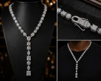 CowboyyVVS “The Avalanche™” | 140CT VVS Moissanite Mixed-Cut Drop Chain – 20" Solid 925 Silver – Image 2