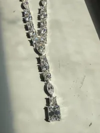 CowboyyVVS “The Avalanche™” | 140CT VVS Moissanite Mixed-Cut Drop Chain – 20" Solid 925 Silver – Image 3