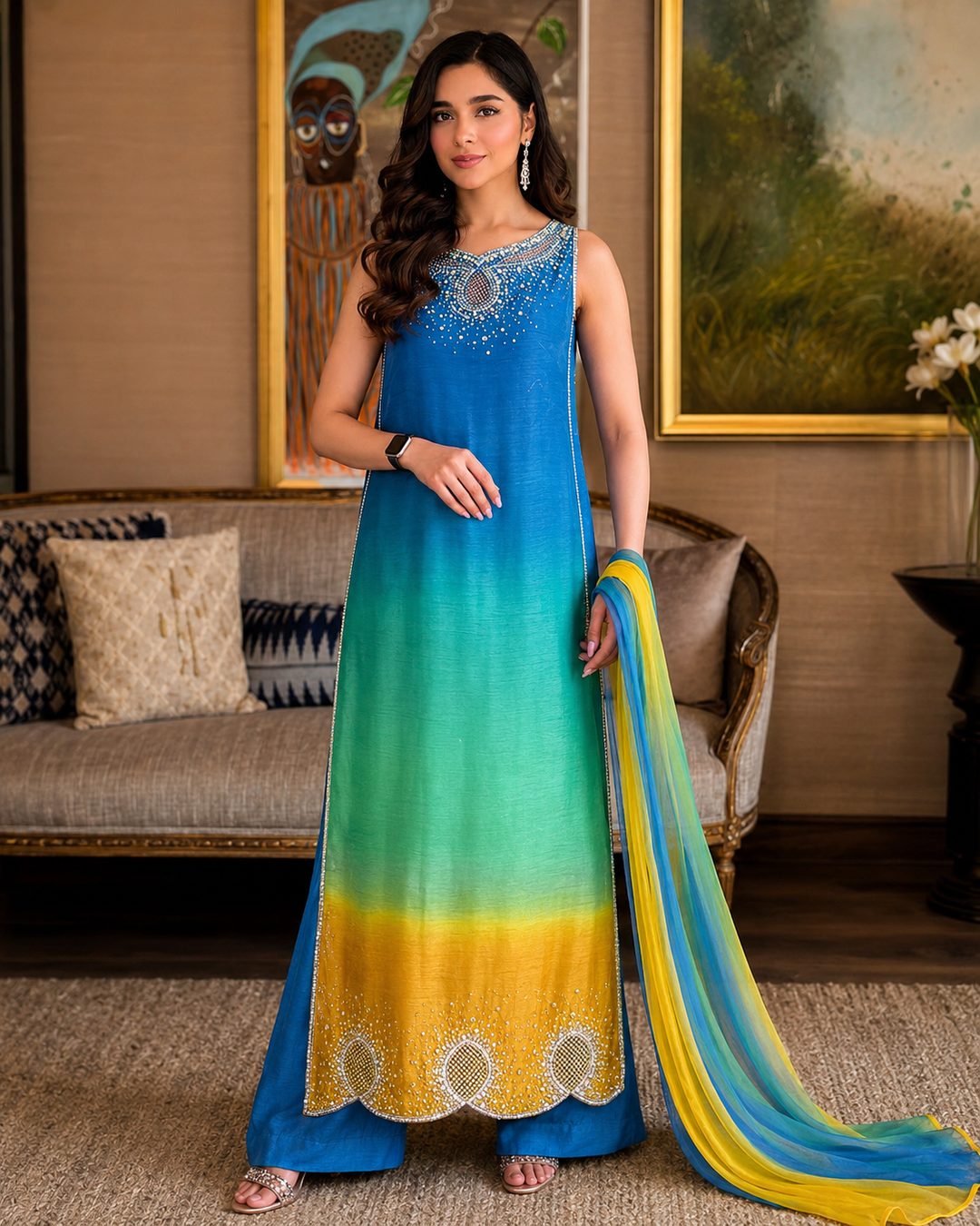 Blue Ombre 3 Piece Suit – Image 3