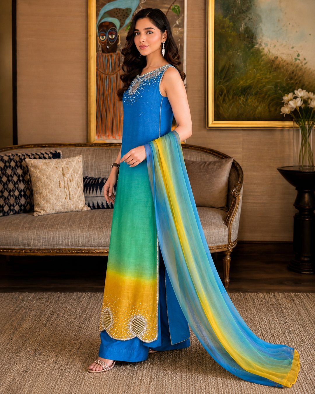 Blue Ombre 3 Piece Suit – Image 5