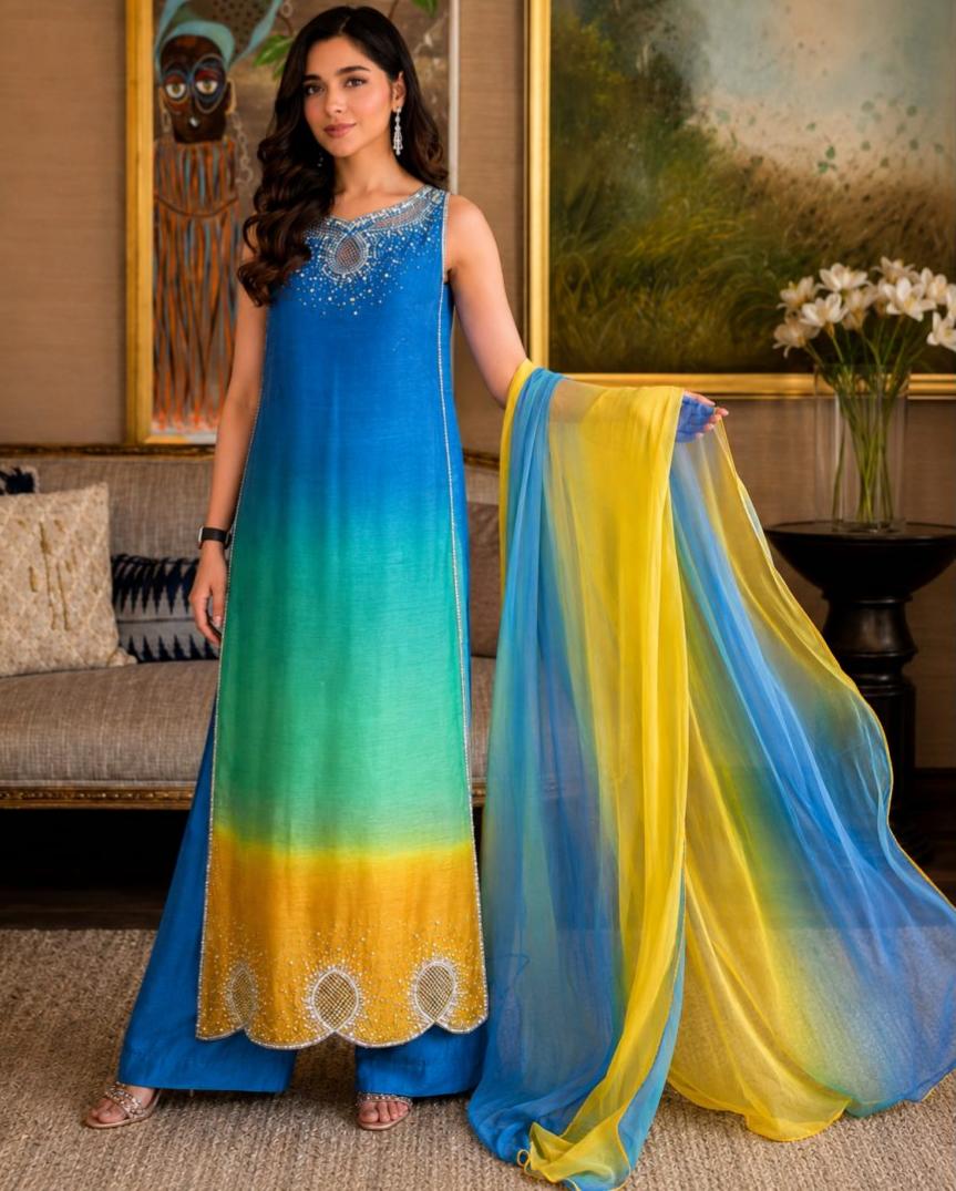 Blue Ombre 3 Piece Suit – Image 1