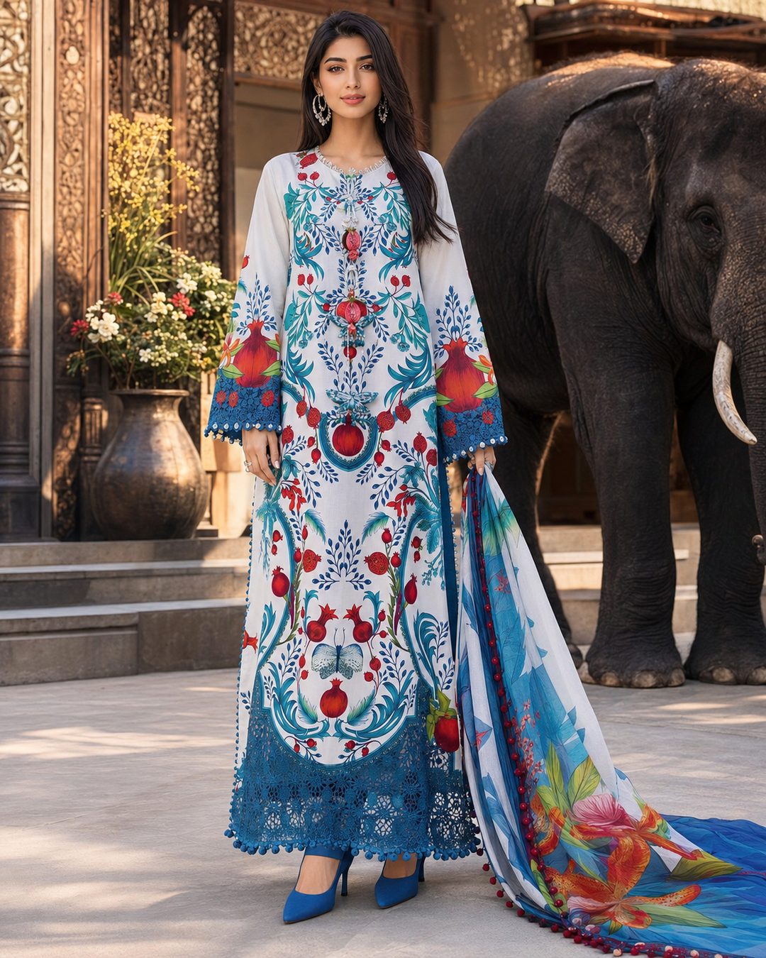 Royal Blue Bloom 3 Piece Suit – Image 2