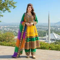  Green Multicolour Heritage Suit by Zariya – Image 4