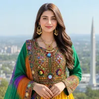  Green Multicolour Heritage Suit by Zariya – Image 3