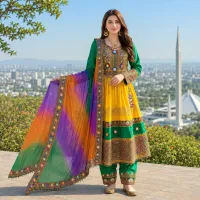  Green Multicolour Heritage Suit by Zariya – Image 1