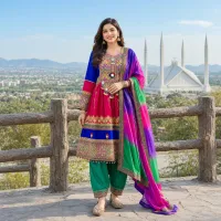 Blue And Magenta Festive Frock by Zariya – Image 3