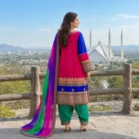 Blue And Magenta Festive Frock by Zariya – Image 4